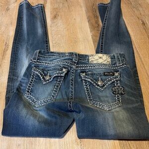 Miss Me Dark Blue Skinny Jeans with Embroidered Back Pockets